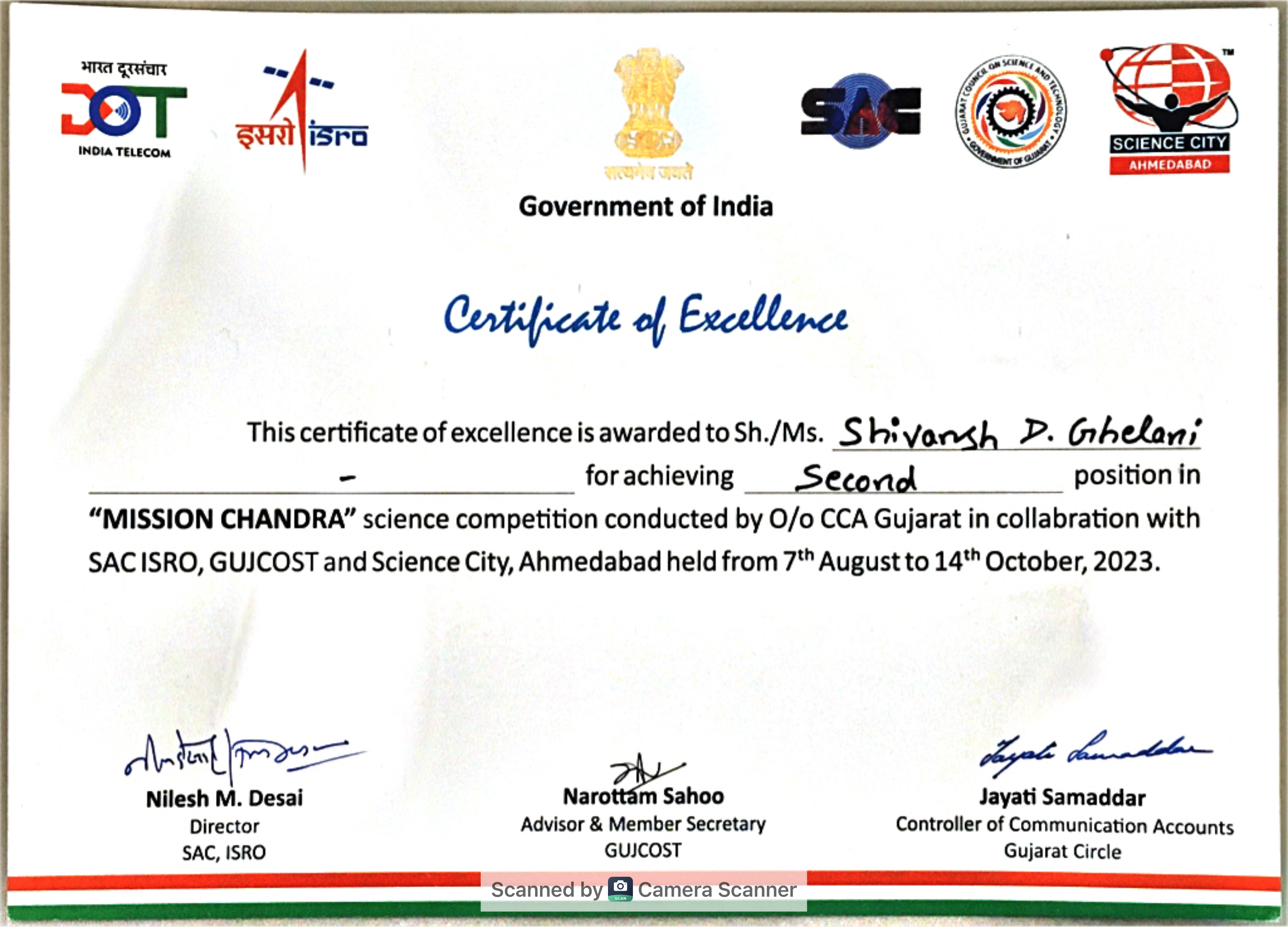 MissionChandra Certificate