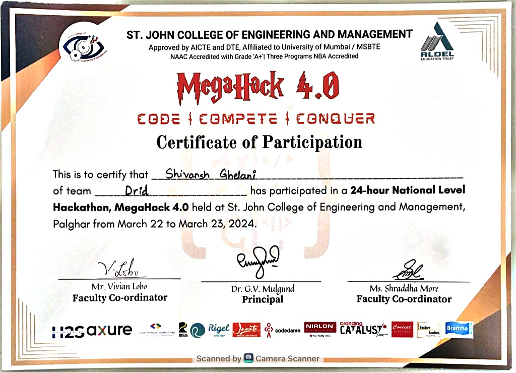 MegaHack Certificate