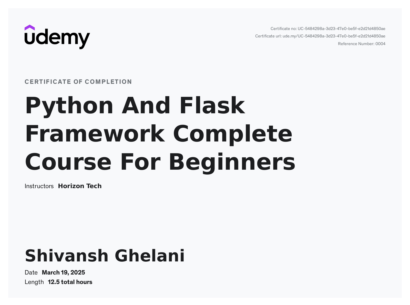 Python with Flask Certificate
