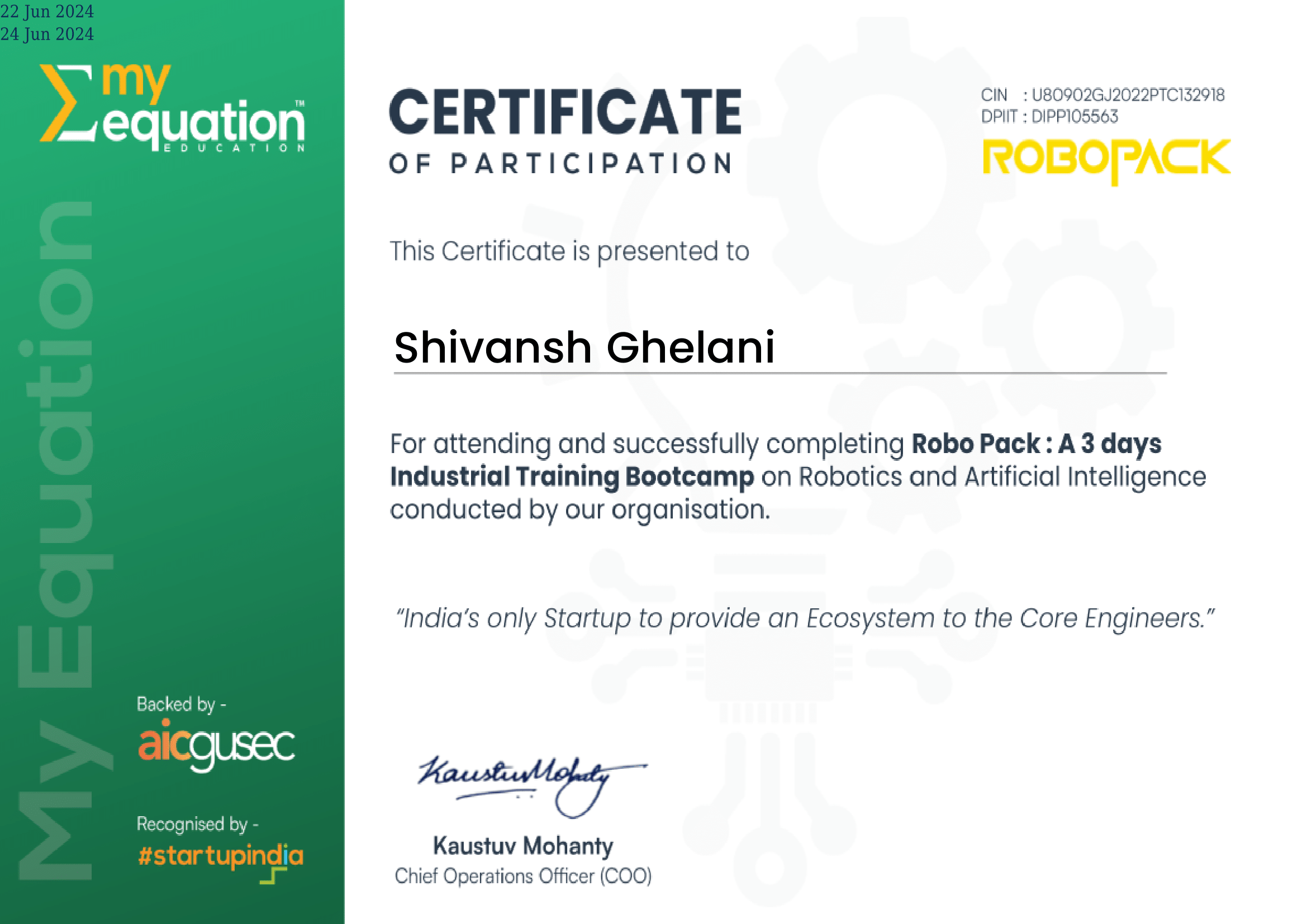 ROBO-Coral Certificate
