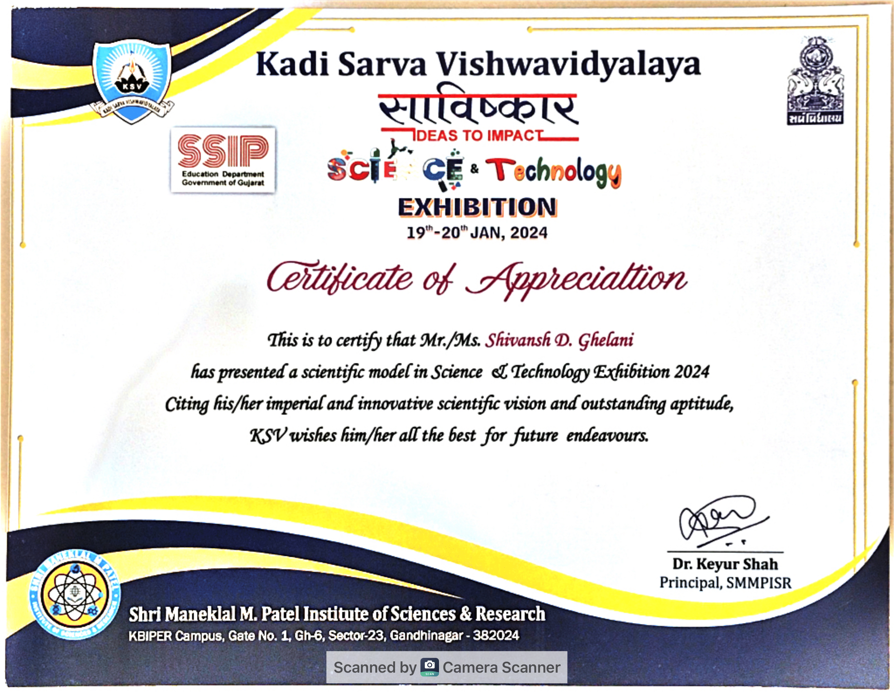 Science Fair 2024 Certificate